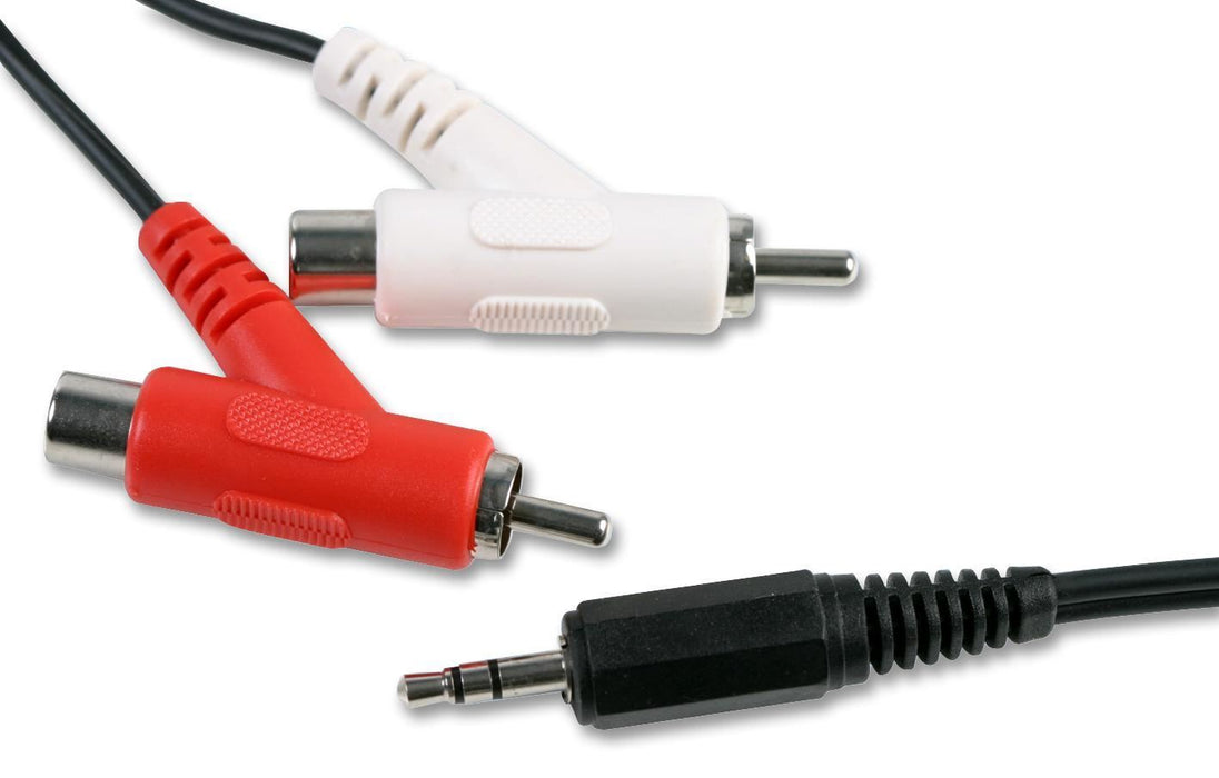 3.5mm Stereo Jack Plug to 2x Stackable Phono (RCA) Plugs Lead, 3m