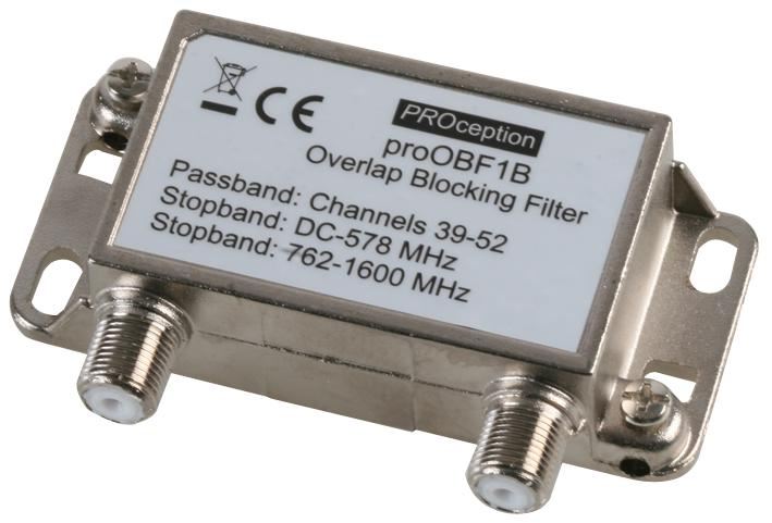 DTT Overlap Blocking Filter Passband 48-62, DC-650 MHz, 920-1600 MHz