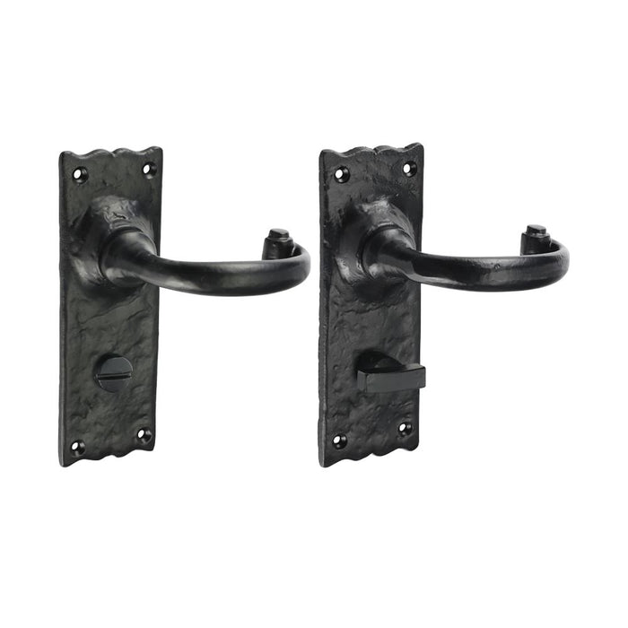 Traditional Bathroom Lock Handle - Antique Black (Size 155 x 54 - 2 Pieces)