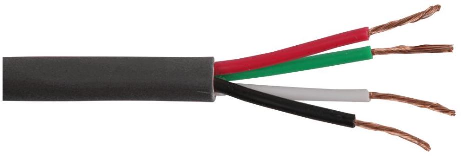 4-Core Unscreened Speaker Cable, 24/0.20mm, Black, 100m