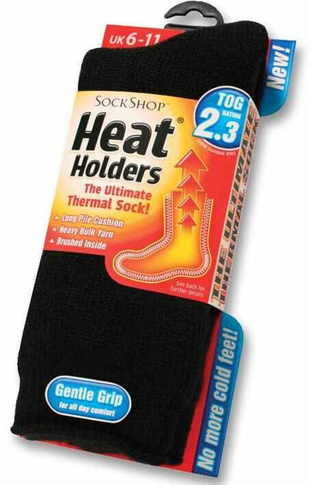 HEAT HOLDERS - 2.3 Tog Thermal Socks, Black 6-11