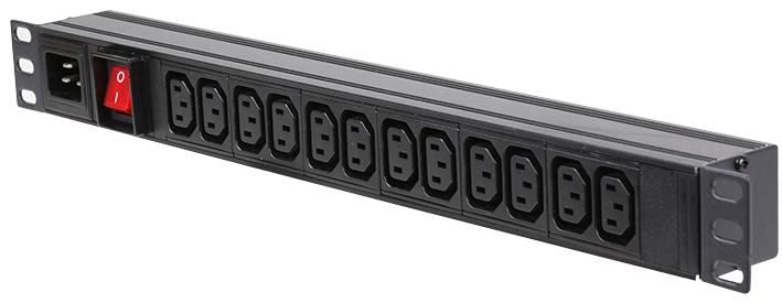 1U 12 Way 10A IEC C13 Sockets to IEC C20 Socket Horizontal PDU