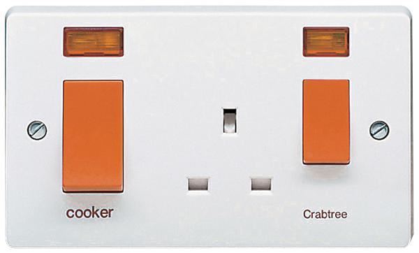 45A 2 Gang Cooker Control Unit with Neon