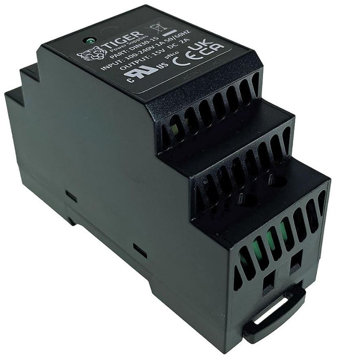 15V, 2A, 30W, AC/DC DIN Rail Power Supply