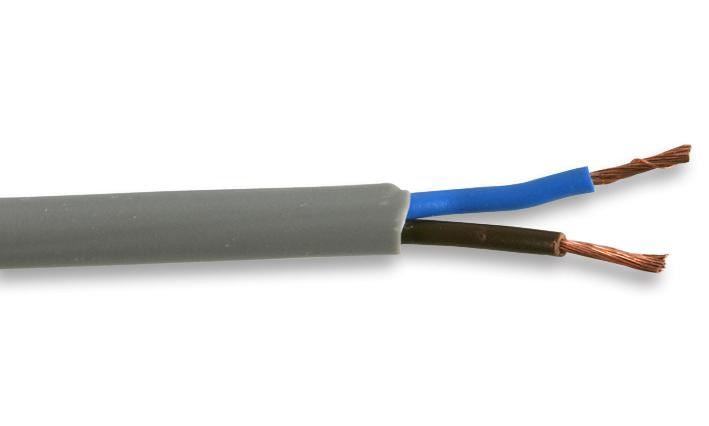 Round Mains Cable 3182Y 2-Core 6A Grey 0.75mm² x 100m