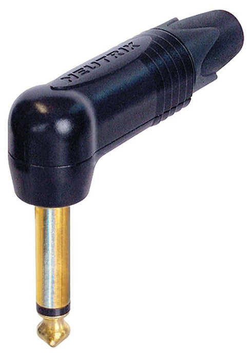 6.35mm Jack Plug, Mono, 90 Degree, Black