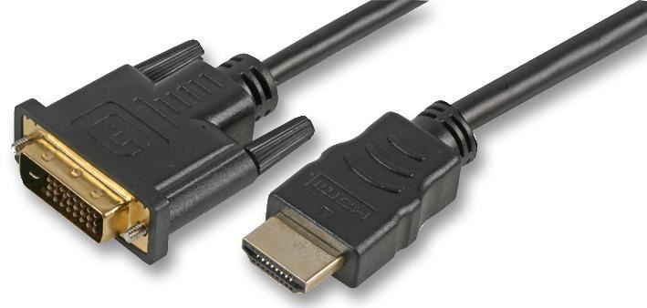 HDMI Male to DVI-D Male Lead, 0.5m Black