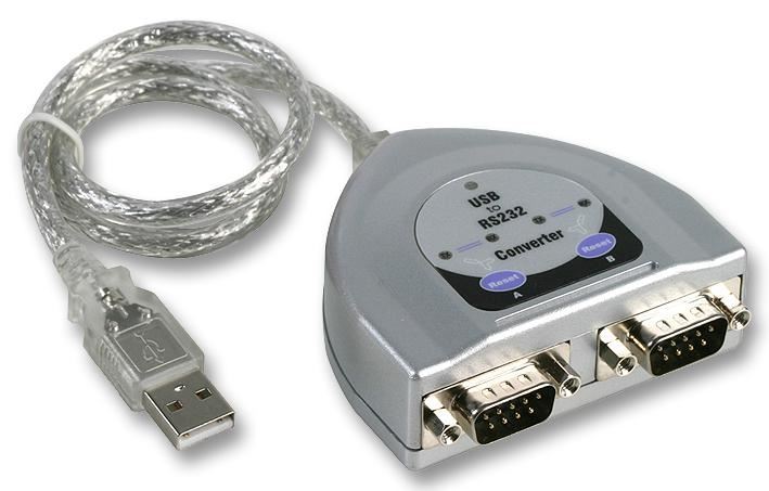 USB-A Male to 2x RS232 Serial Male Converter