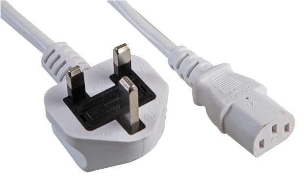 13A UK Plug to IEC C13 Socket Mains Lead