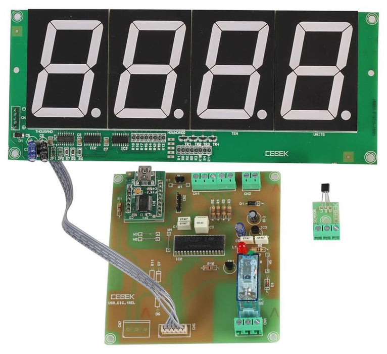 4-Digit x 2.5" LED USB Thermostat & Thermometer with Relay