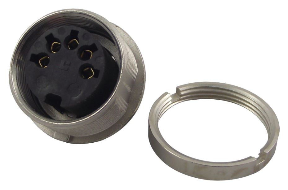 5-Pole DIN Panel Circular Chassis Socket, Rear Mounting