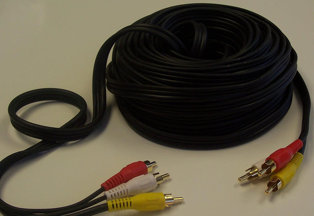 3x Phono (RCA) Male to 3x Phono Male Lead, 15m Black