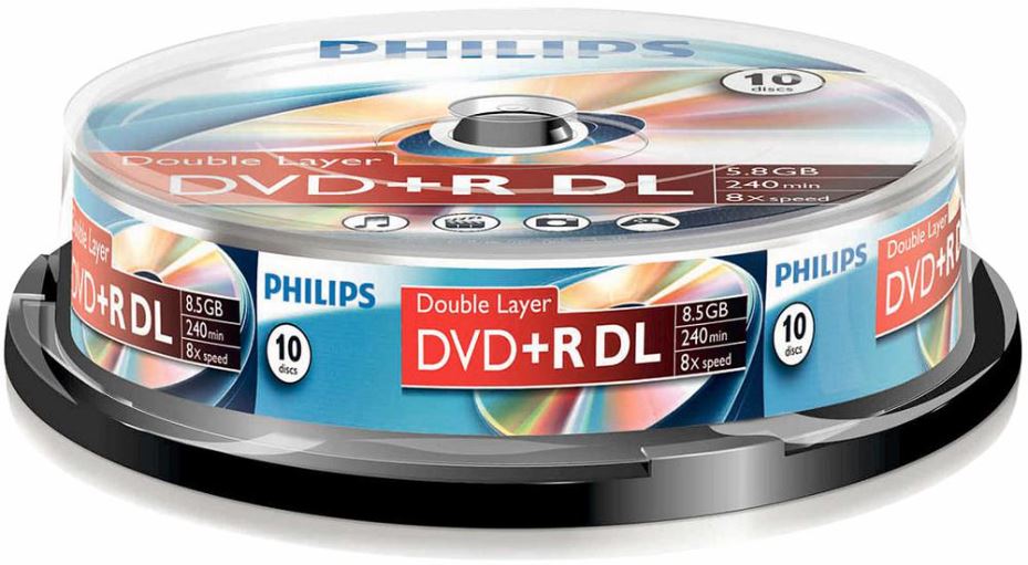 8x Speed Double Layer DVD+R DL Blank DVDs - Spindle 10 Pack