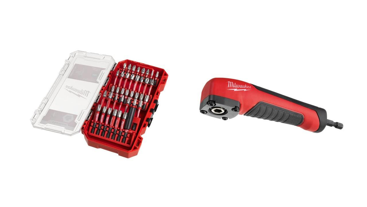 SHOCKWAVE™ Right Angle Drill and Screwdriver Attachment and 38 Piece Screwdriver Bit Set