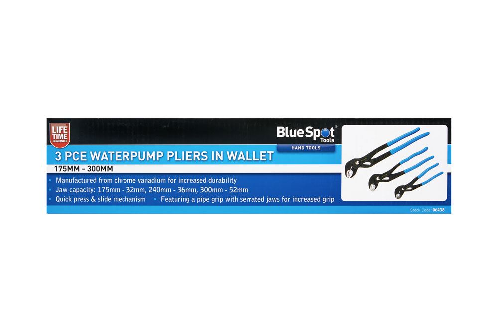 3 PCE Waterpump Pliers In Wallet (175mm - 300mm)