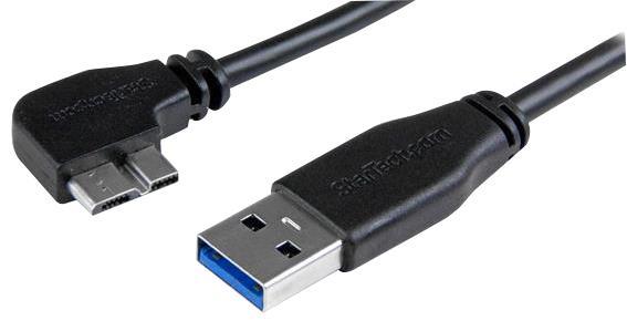 1m Slim USB 3.0 to 270° Left Angled Micro USB 3.0 Lead