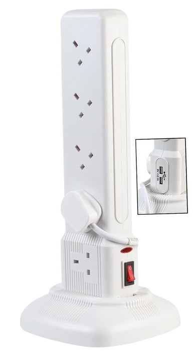 10 Way Switched Tower Extension Lead with USB