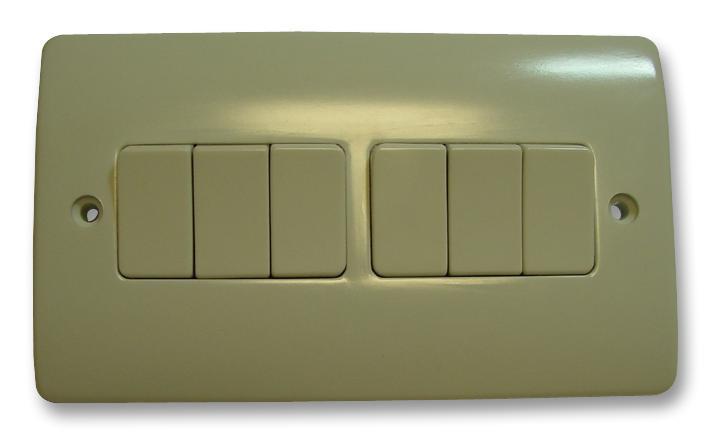 Logic Plus 6 Gang 2 Way Light Switch, 10AX White