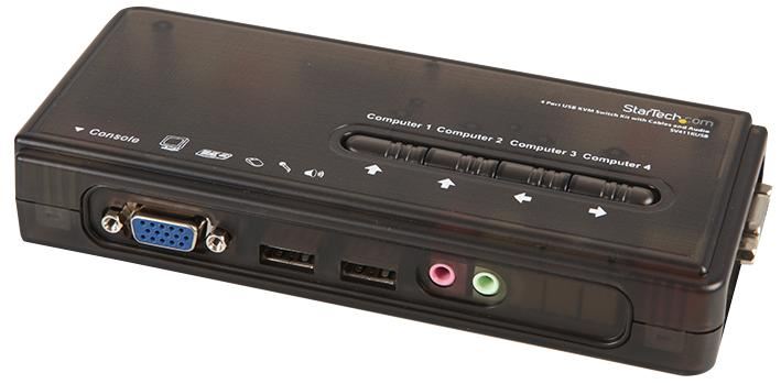 4-Port USB KVM Switch Kit with Cables & Audio
