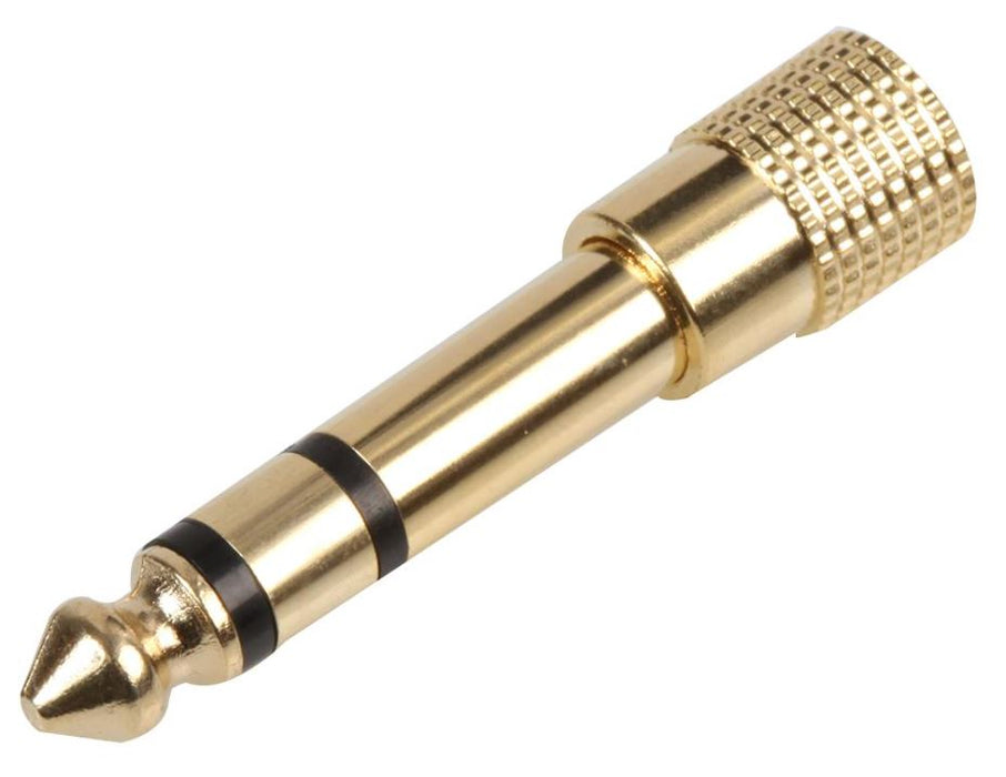 3.5mm to 6.35mm Stereo Jack Plug Adaptor, Gold