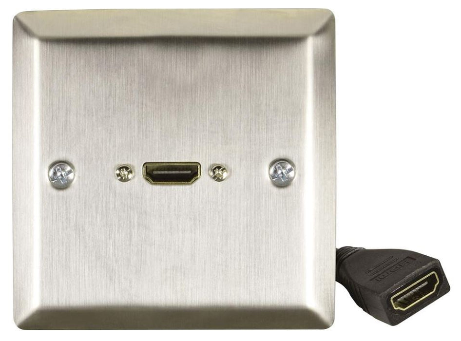 1 Gang HDMI Wallplate with Flylead, Steel