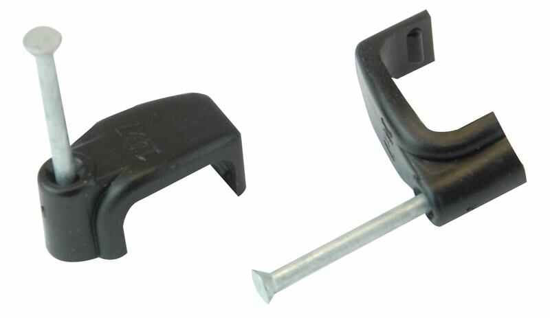 Flat Twin & Earth Cable Clips 6.0mm Black 100 Pack
