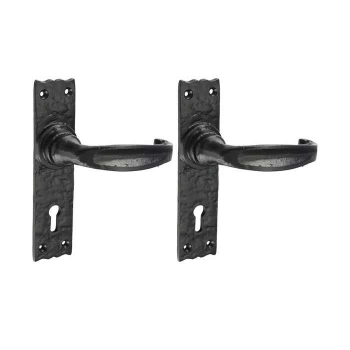 Narrow Style Lever Lock Handles - Antique Black (Size 155 x 37 - 2 Pieces)