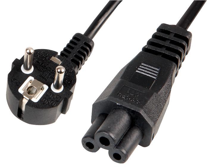 C5 Cloverleaf to Schuko Plug Power Lead, 2.5A 2m