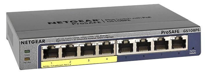 ProSAFE 8-Port Gigabit Plus Switch with 4-Port PoE