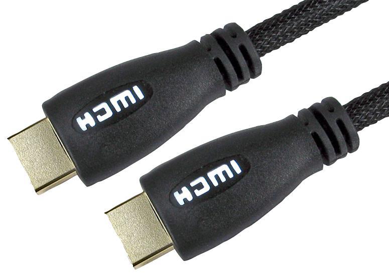 High Speed HDMI Lead Male to Male White LED Display Braided 5m Black