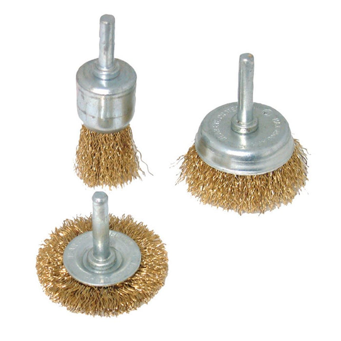 Brassed Steel Wire Wheel & Cup Brush Set