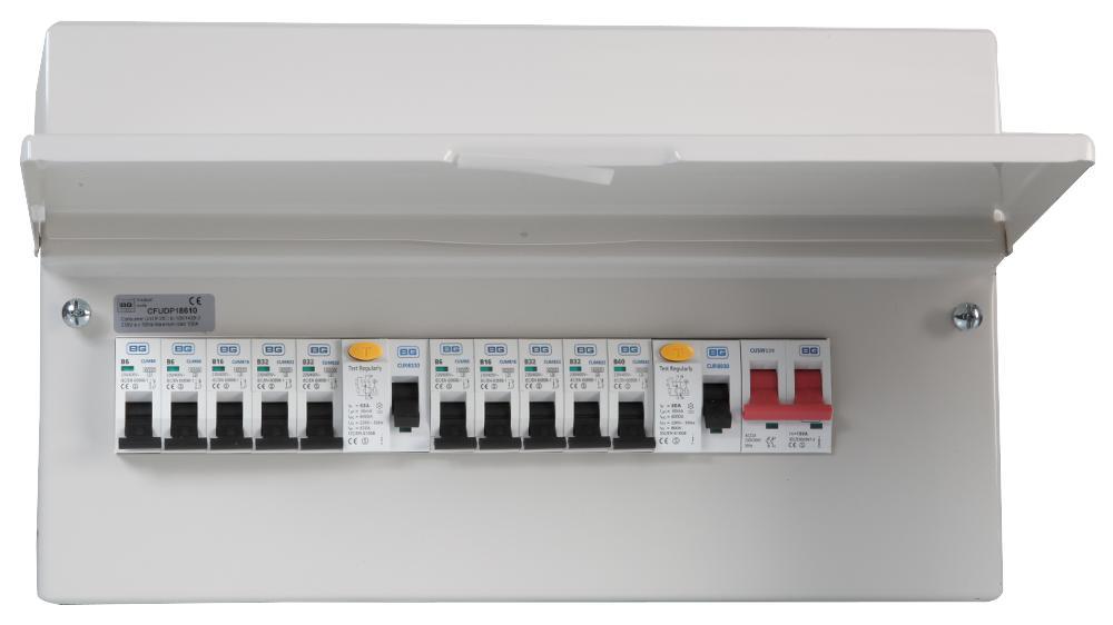 10-Way Populated Dual RCD Consumer Unit 100A Switch 1 63A & 1 80A