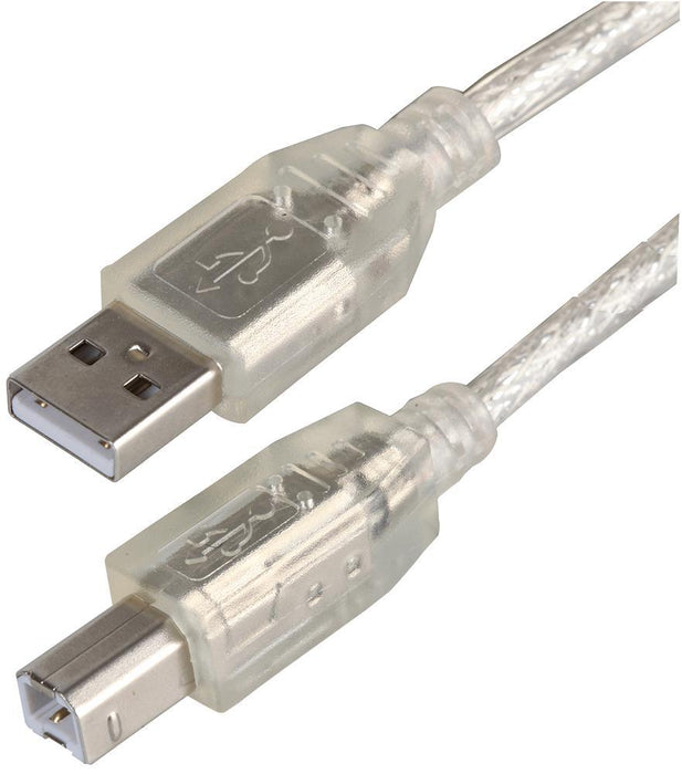 USB 2.0 A Plug to B Plug Cable Transparent