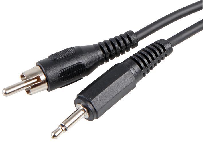 3.5mm Mono Jack Plug to Phono (RCA) Plug Lead - Black