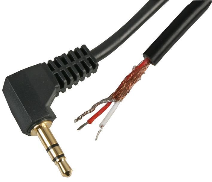 3.5mm Stereo Jack Plug to Free Bare Ends Lead, Black