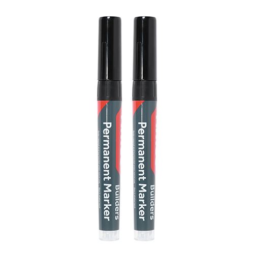 Builders Permanent Markers - Chisel Tip - Black (Size Chisel Tip - 2 Pieces)