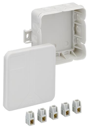 Grey IP20 Polypropylene 12 Entry Junction Box Enclosure with Terminal Blocks - 85x85x37mm