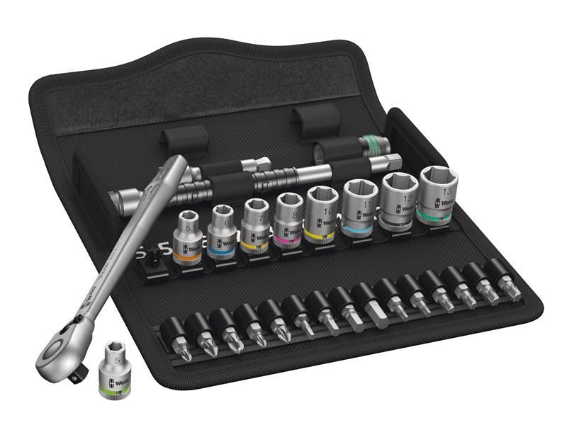 8100 SA 8 Zyklop Metal Switch Slim Ratchet & Socket Set of 28 Metric 1/4in Drive