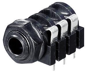 3 Pole, 6.35mm (1/4") Jack Socket, PCB Mount