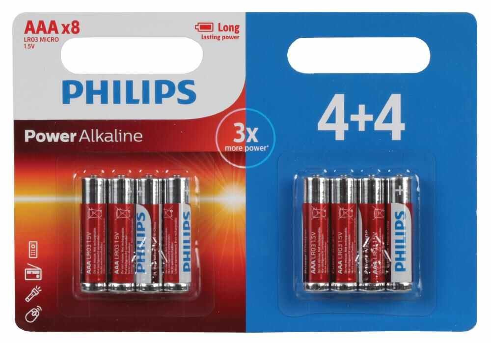 Power Alkaline AAA Batteries 4+4 Value Pack