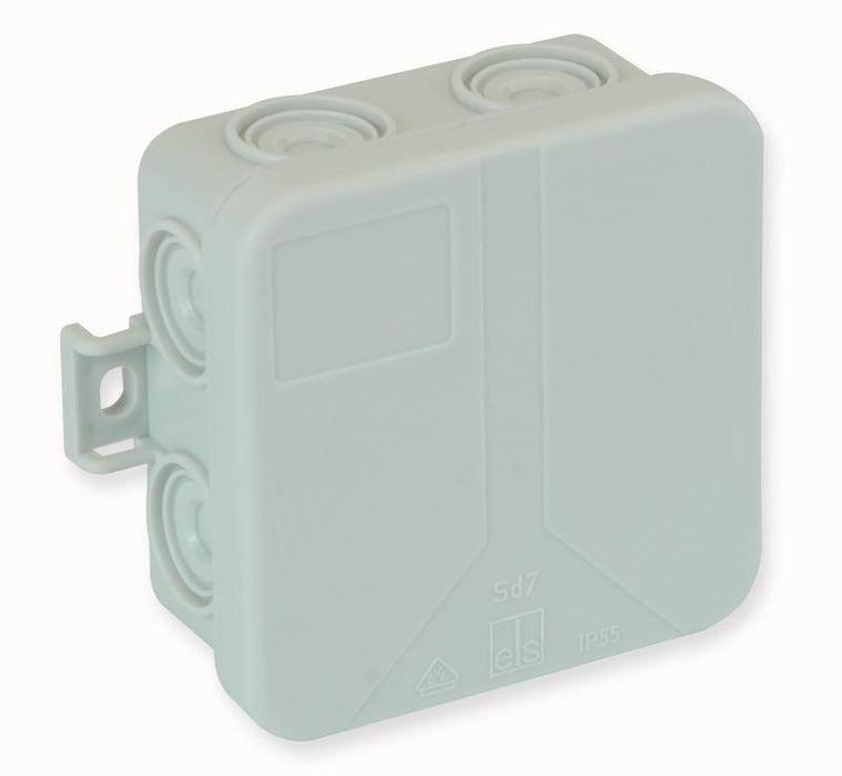 IP55 Thermoplastic 7 Entry Junction Box Enclosure - 75x75x37mm