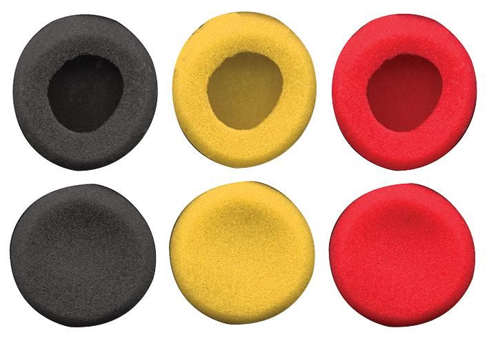 Foam Headphone Covers, 3 Pairs (Black, Red & Yellow)