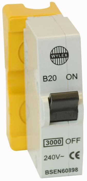 WYLEX - Retro Fit 20A Plug In MCB Circuit Breaker, SP Type B