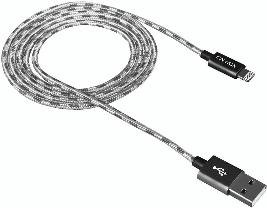 USB to Lightning Plug Grey Charge and Sync Braided Lead - 1m