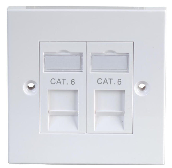 1 Gang Twin RJ45 Socket Faceplate White