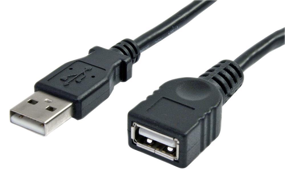 USB 2.0 A Male to Female Extension Lead, 0.9m Black