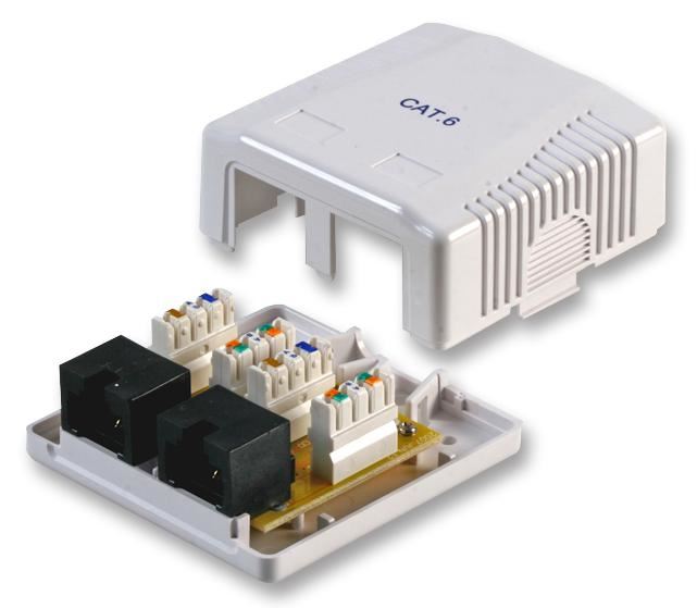 2-Port Cat6 RJ45 Surface Mount Socket