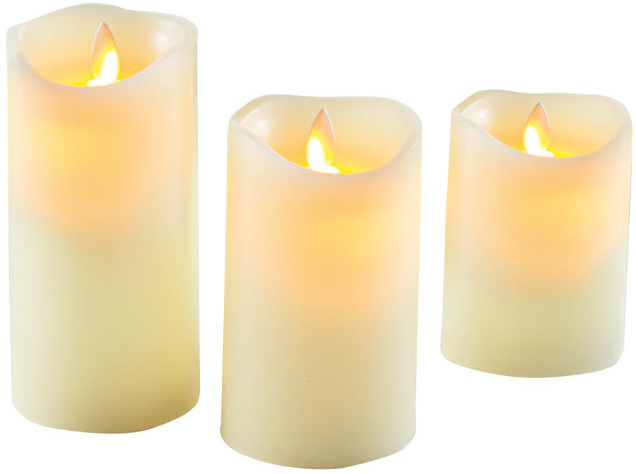 Premier - 3 Cream LED Dancing Flame Battery Candles with Timer