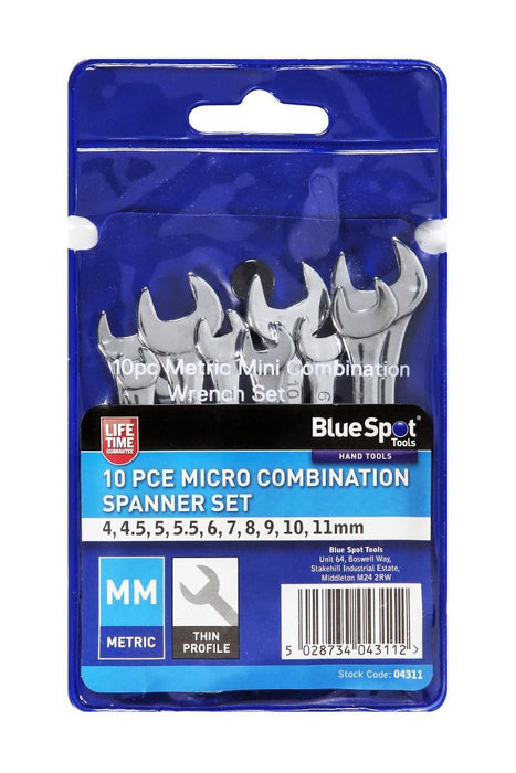 10 Pce Micro Combination Spanner Set (4-11mm)