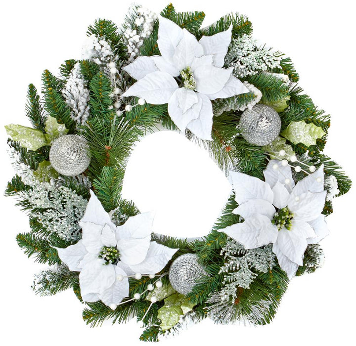 60cm Poinsettia Decorative Wreath